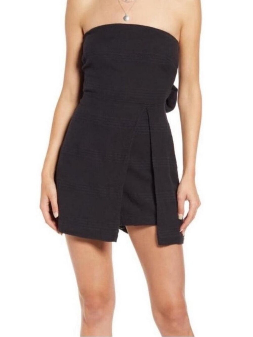 Free People Black Spaghetti-Strap Summer Wrap Romper